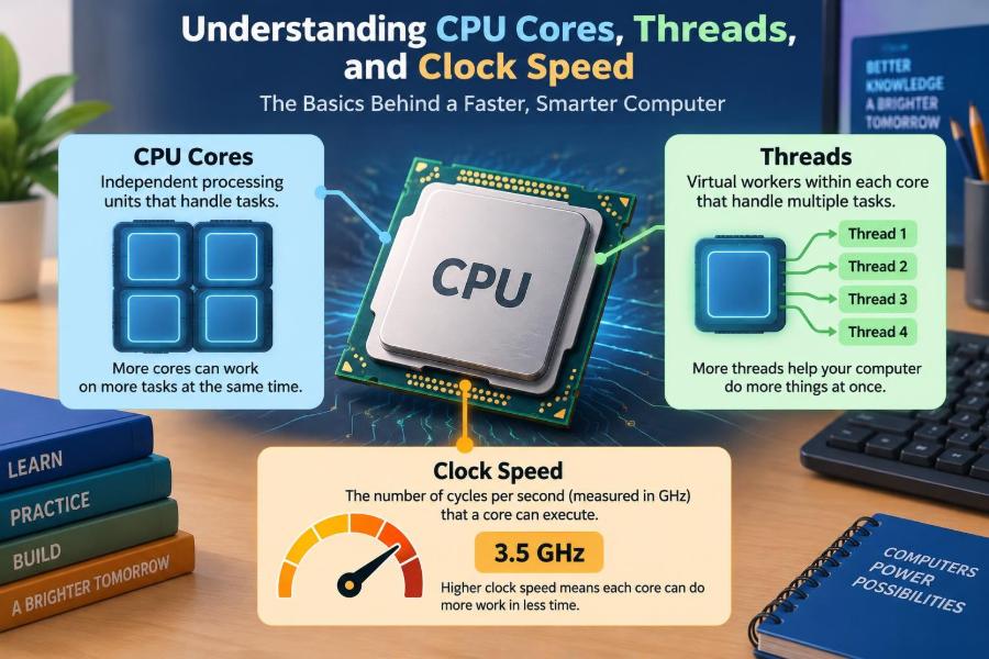 🖥️ Understanding CPU Cores, Threads, and Clock Speed in Everyday Computing