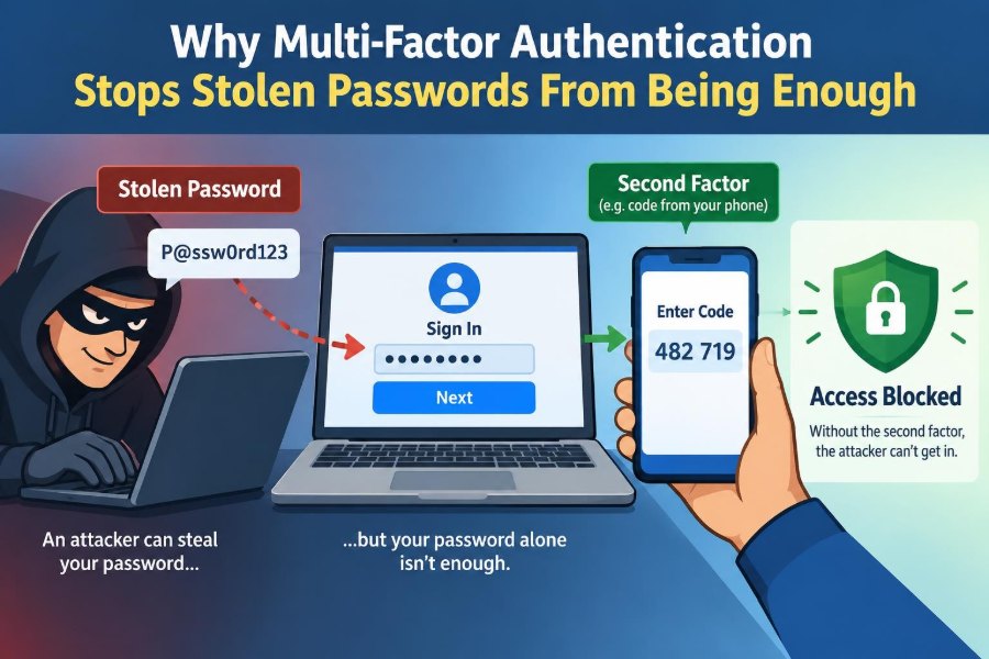 🔐 Why Multi-Factor Authentication Stops Stolen Passwords From Being Enough