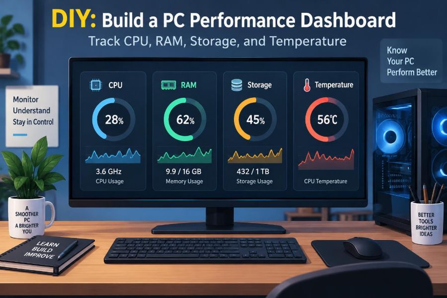 🖥️ DIY: Build a PC Performance Dashboard to Track CPU, RAM, Storage, and Temperature