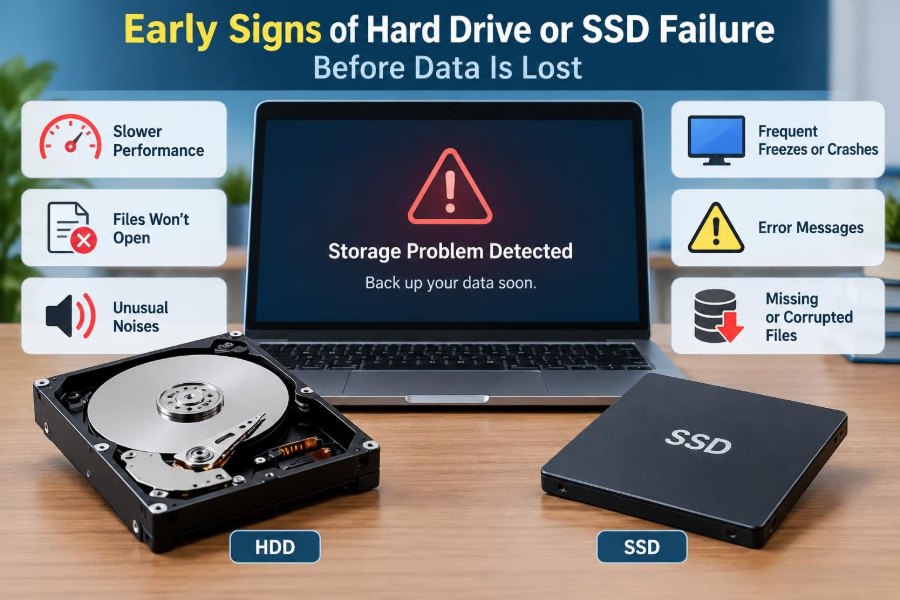 🖥️ Early Signs of Hard Drive or SSD Failure Before Data Is Lost