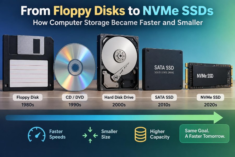 🖥️ From Floppy Disks to NVMe SSDs: How Computer Storage Became Faster and Smaller