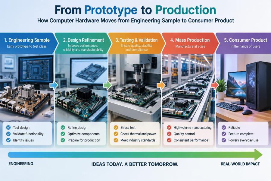 🖥️ From Prototype to Production: How Computer Hardware Moves from Engineering Sample to Consumer Product