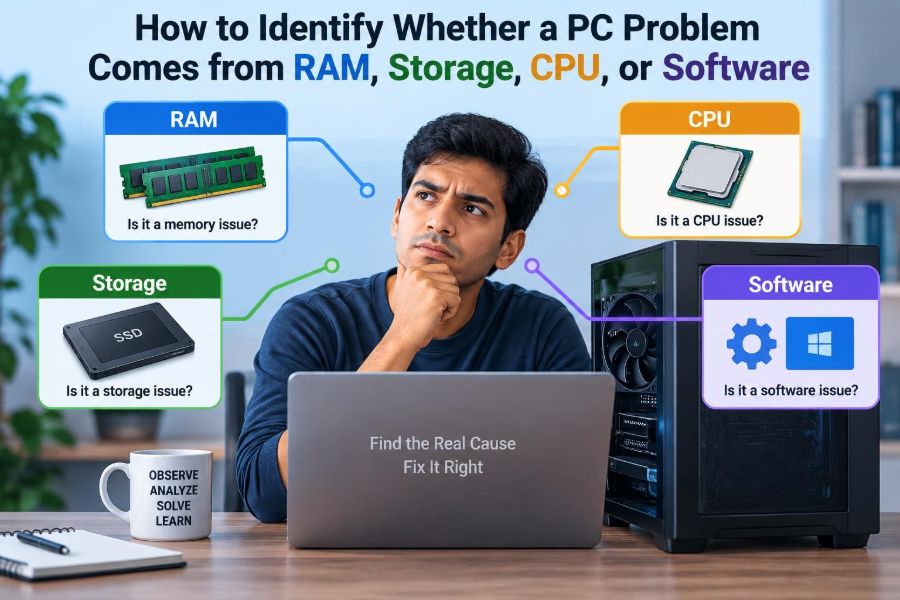 🖥️ How to Identify Whether a PC Problem Comes from RAM, Storage, CPU, or Software