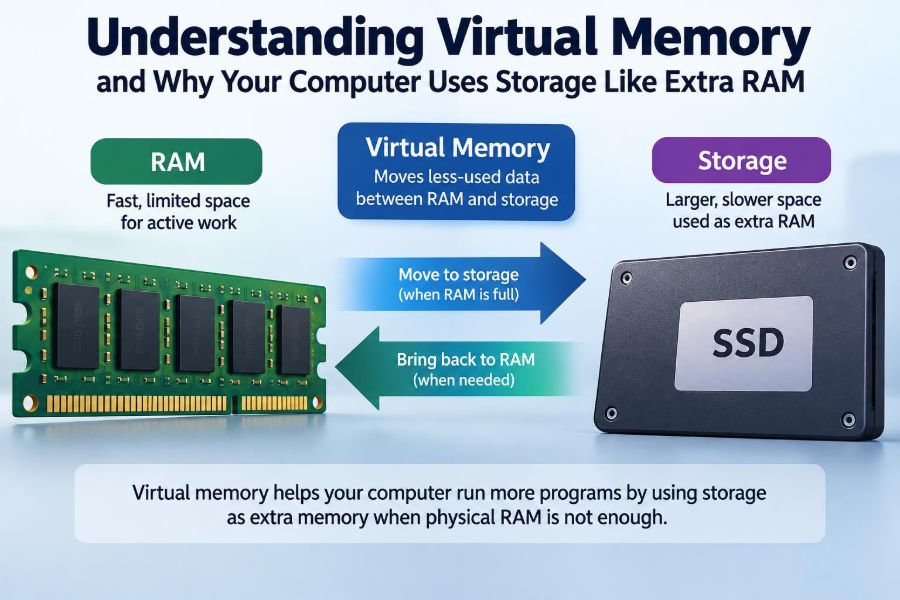 🖥️ Understanding Virtual Memory and Why Your Computer Uses Storage Like Extra RAM