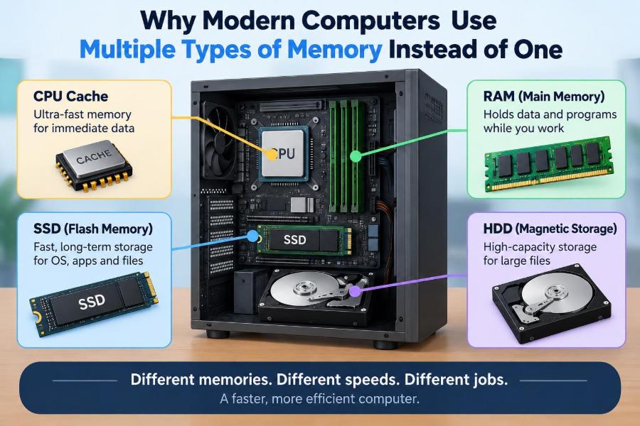 🖥️ Why Modern Computers Use Multiple Types of Memory Instead of One